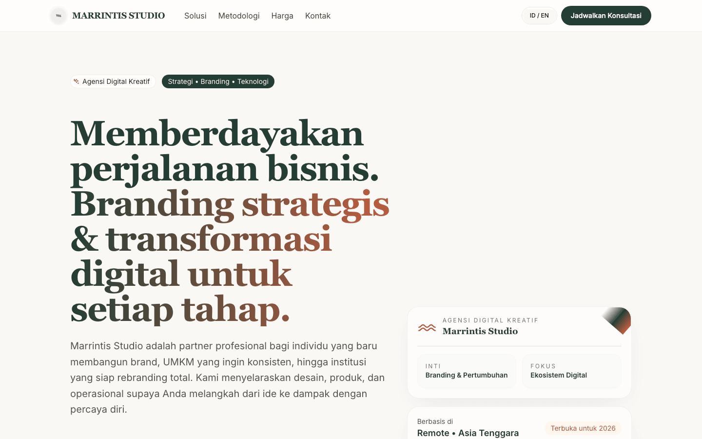 Marrintis — Landing Page